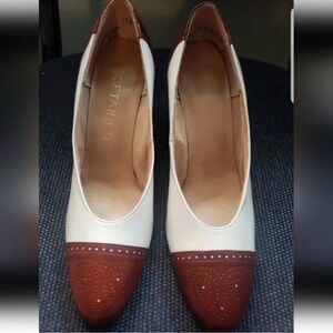 Elegant Cream and Brown Women's Heels